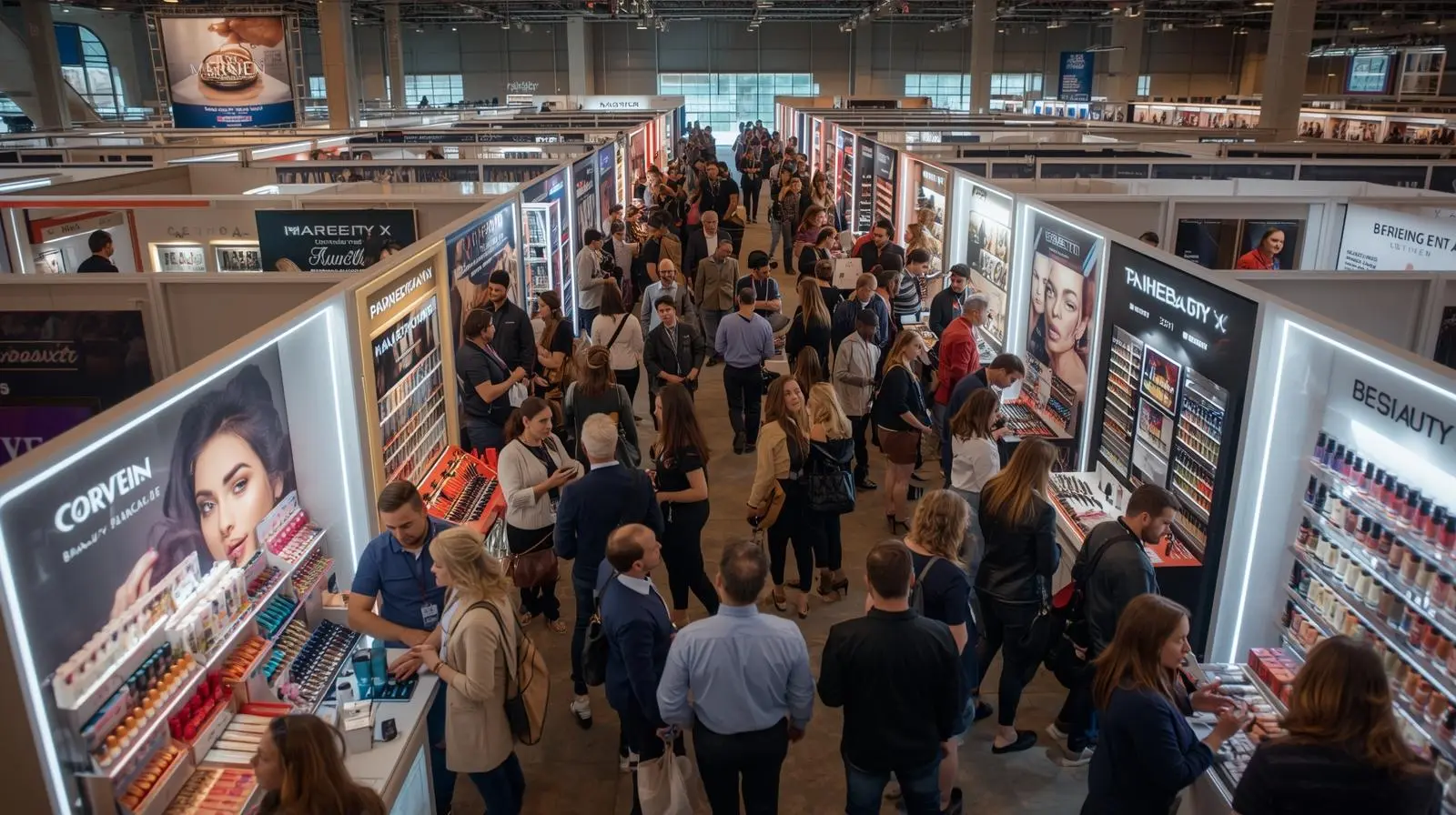 展示会でのブランド体験を想起させる抽象ビジュアル